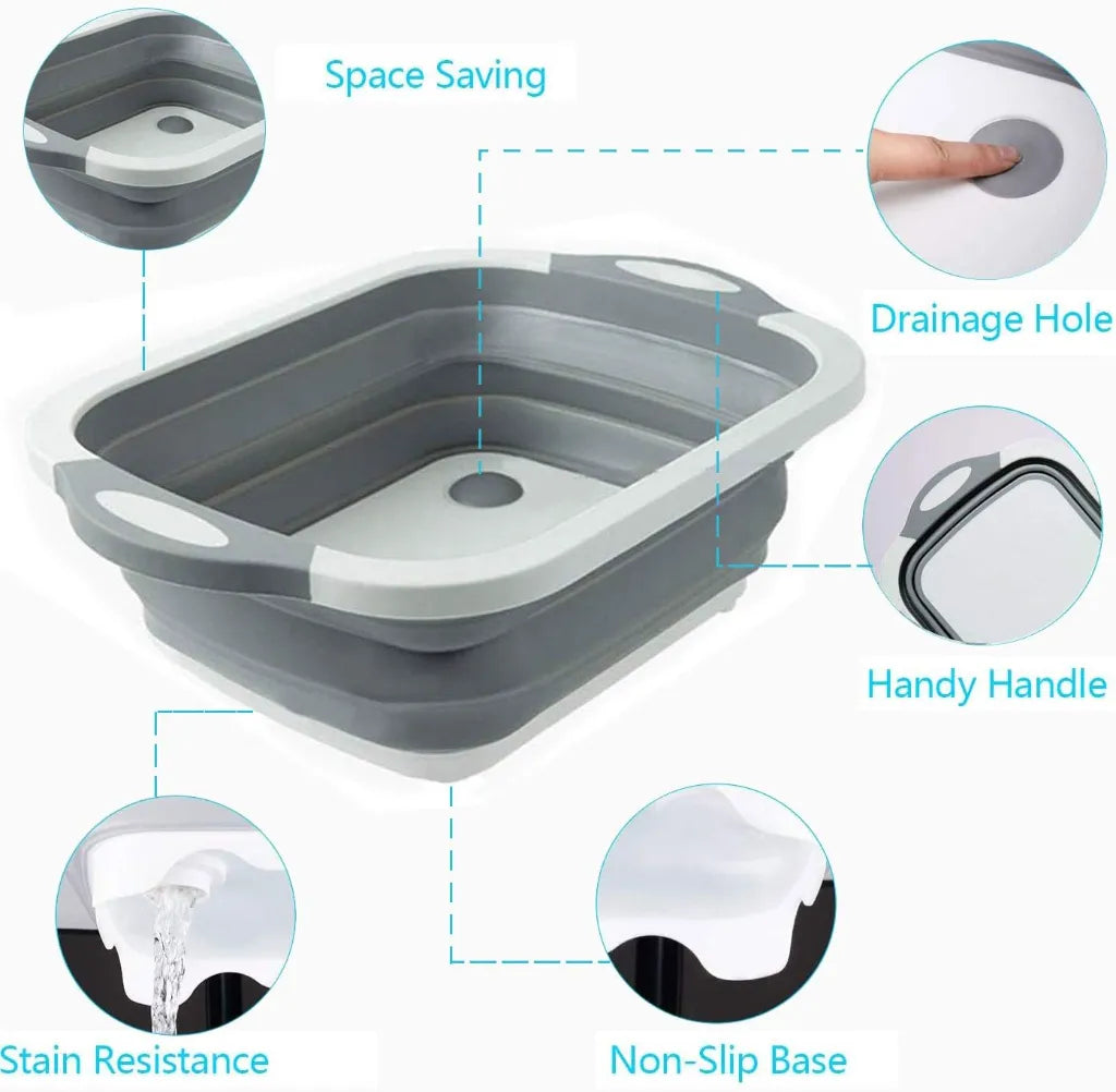 collapsible washing bowl and cutting board