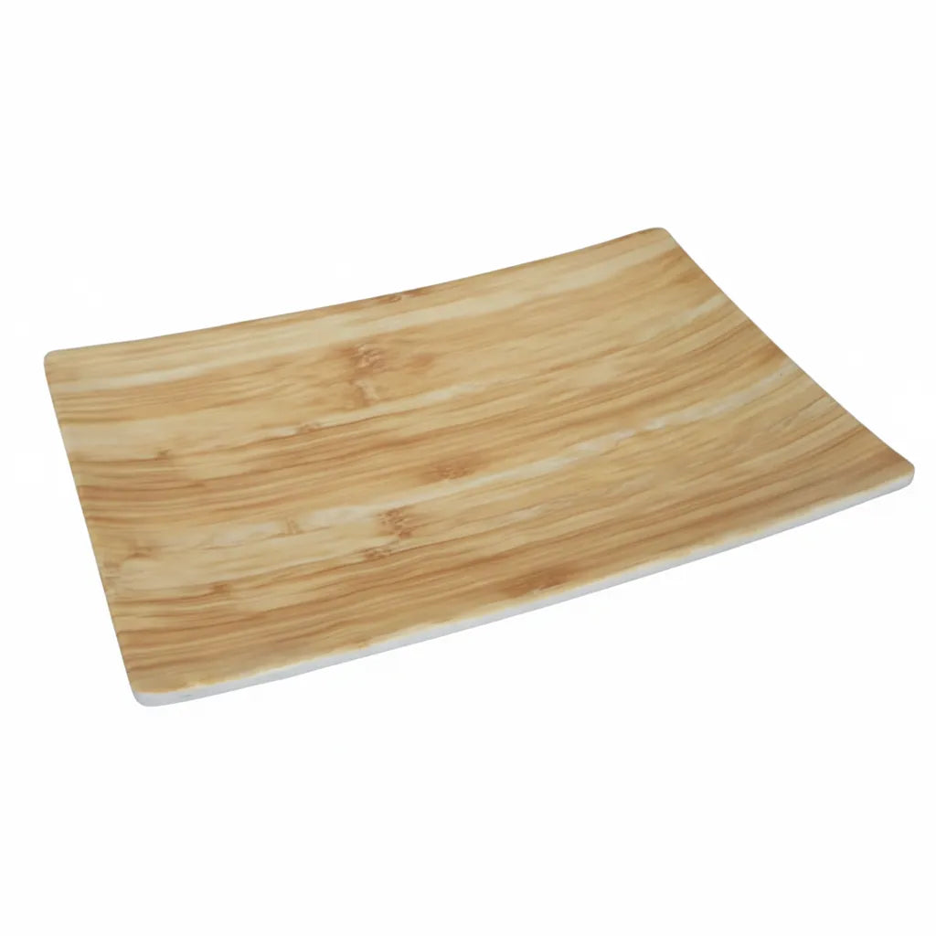 Melamine rectangle serving plate wood style