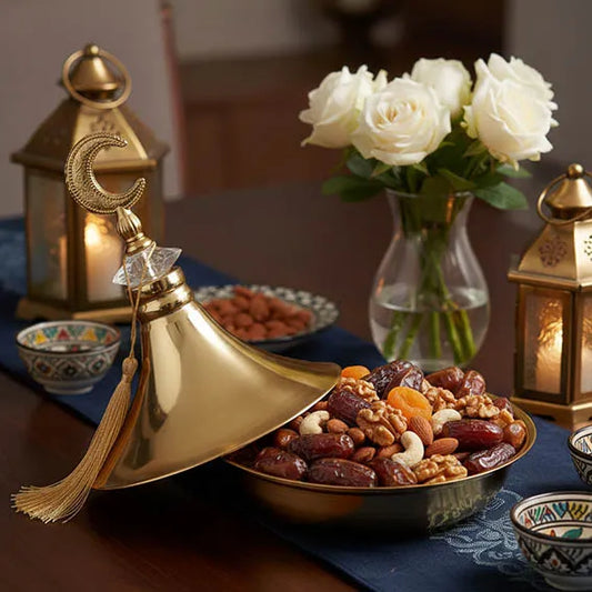 Ramadan Copper Lantern serving bowl with lid 3132