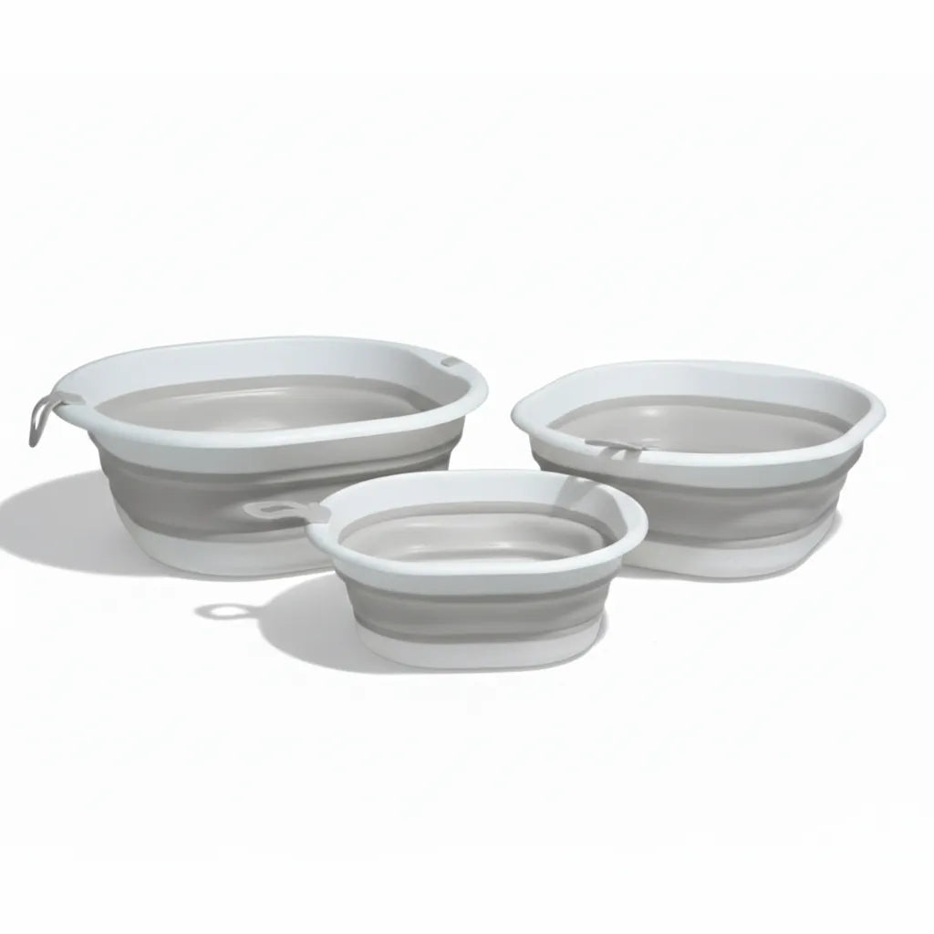 مجموعة من 3 حاويات سيليكون قابلة للطي