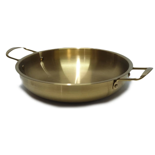 Stainless steel golden frying pan