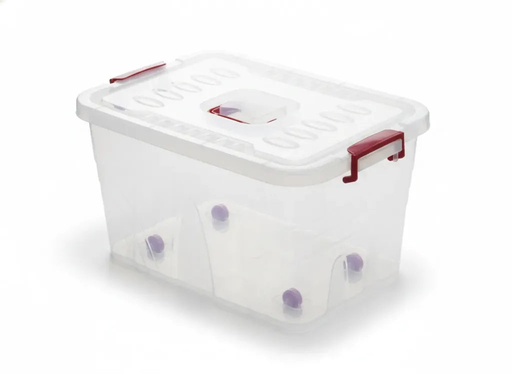 Plastic storage box red locks