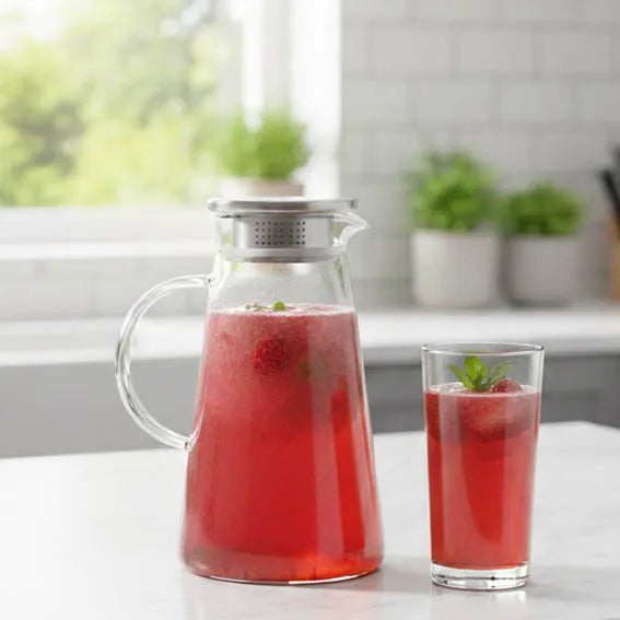 Glass Pitcher with Stainless Steel Lid 1.8 Liters