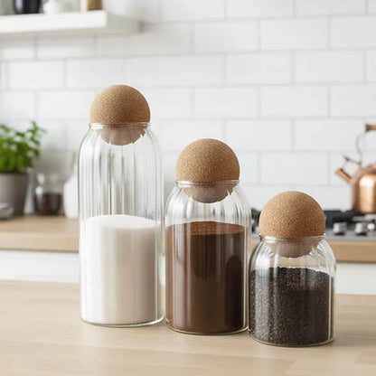 Glass Jar With Lid Ball Cork Glass Jar Food Storage Container