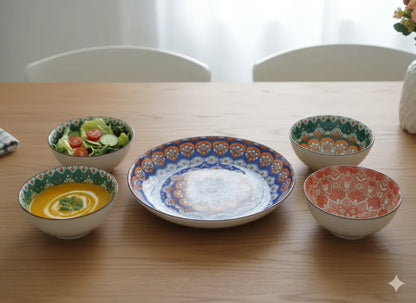 5pcs Set of Andalusian Bowls and a plate