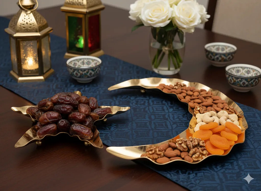 Ramadan Golden Crescent and Star-shape serving plate Large 3072