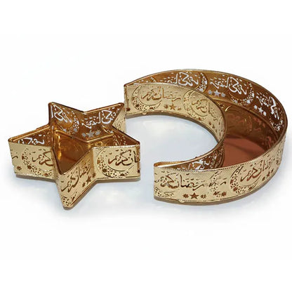 Ramadan Golden Crescent and Star-shape serving plate Set 3133