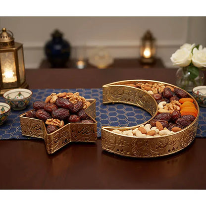 Ramadan Golden Crescent and Star-shape serving plate Set 3133