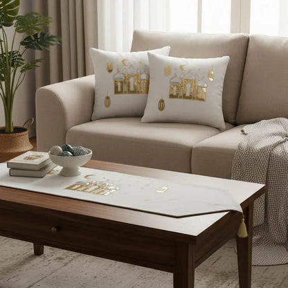 Ramadan Set with Embroidery, 2 Pillow Covers and a Table runner