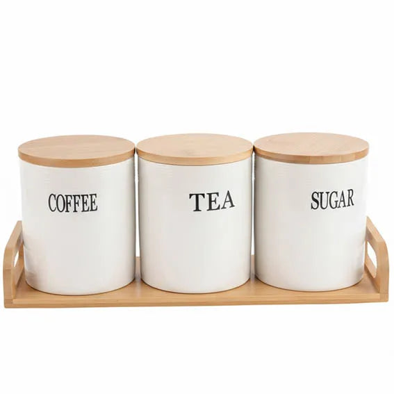 White Porcelain tea/coffee set with wooden lid
