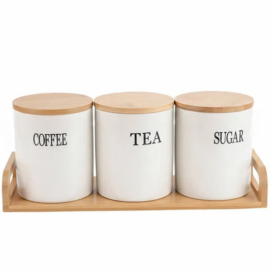 White Porcelain tea/coffee set with wooden lid