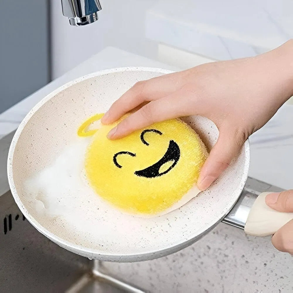 Set of 4 Smile face dish washing sponge