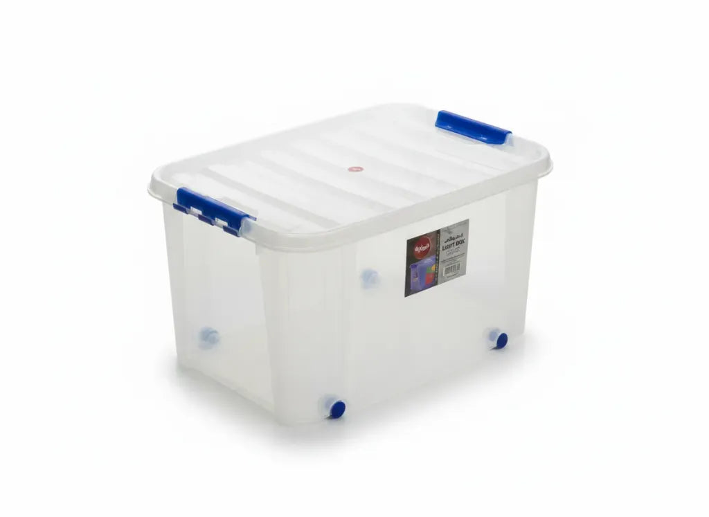 Clear plastic storage box with wheels 45L El Watanya