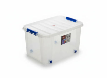 Clear plastic storage box with wheels 45L El Watanya