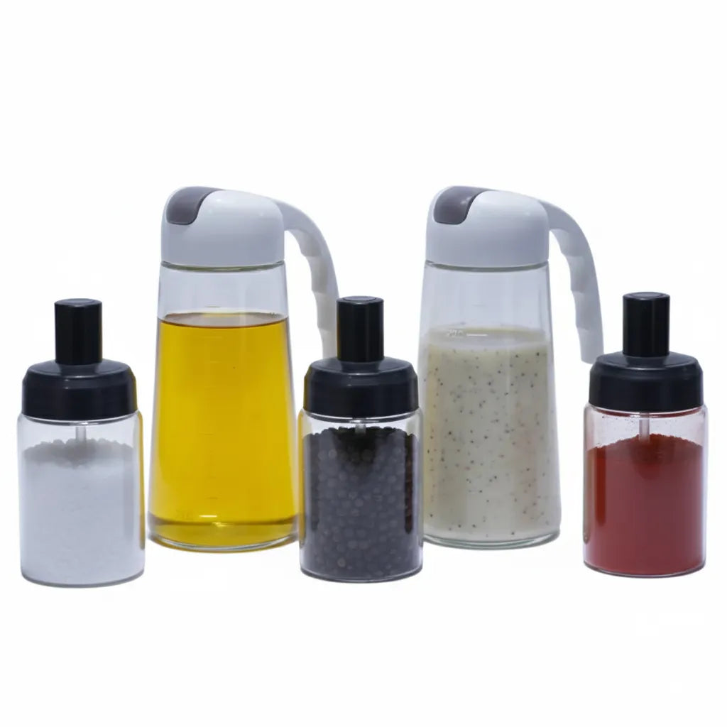 Set of oil bottles and spice jars 1*5