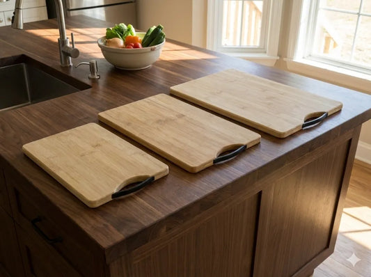 Black handle wooden cutting board