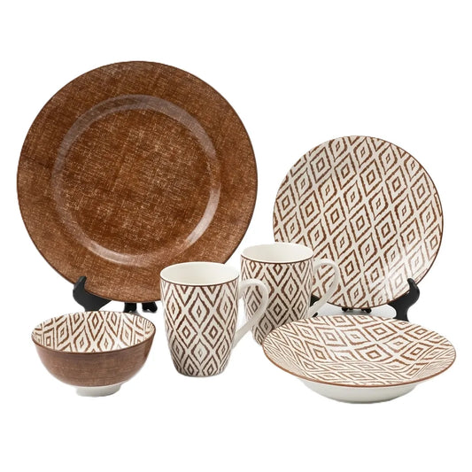 30-Piece Elegant Botanical Leaf Dinnerware Set