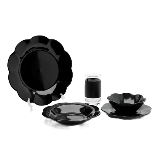 Luminarc V9236 Black Dinner Set - 30 Pieces, Tempered Glass