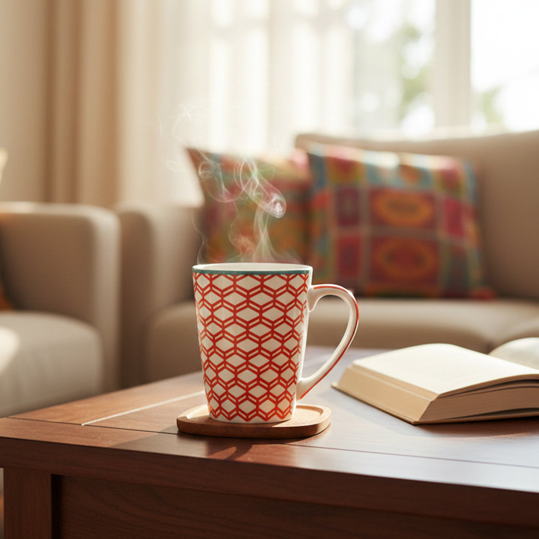Tall Ceramic-modern mug Hexagon patterns