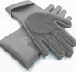 pair of dishwashing rubber gloves