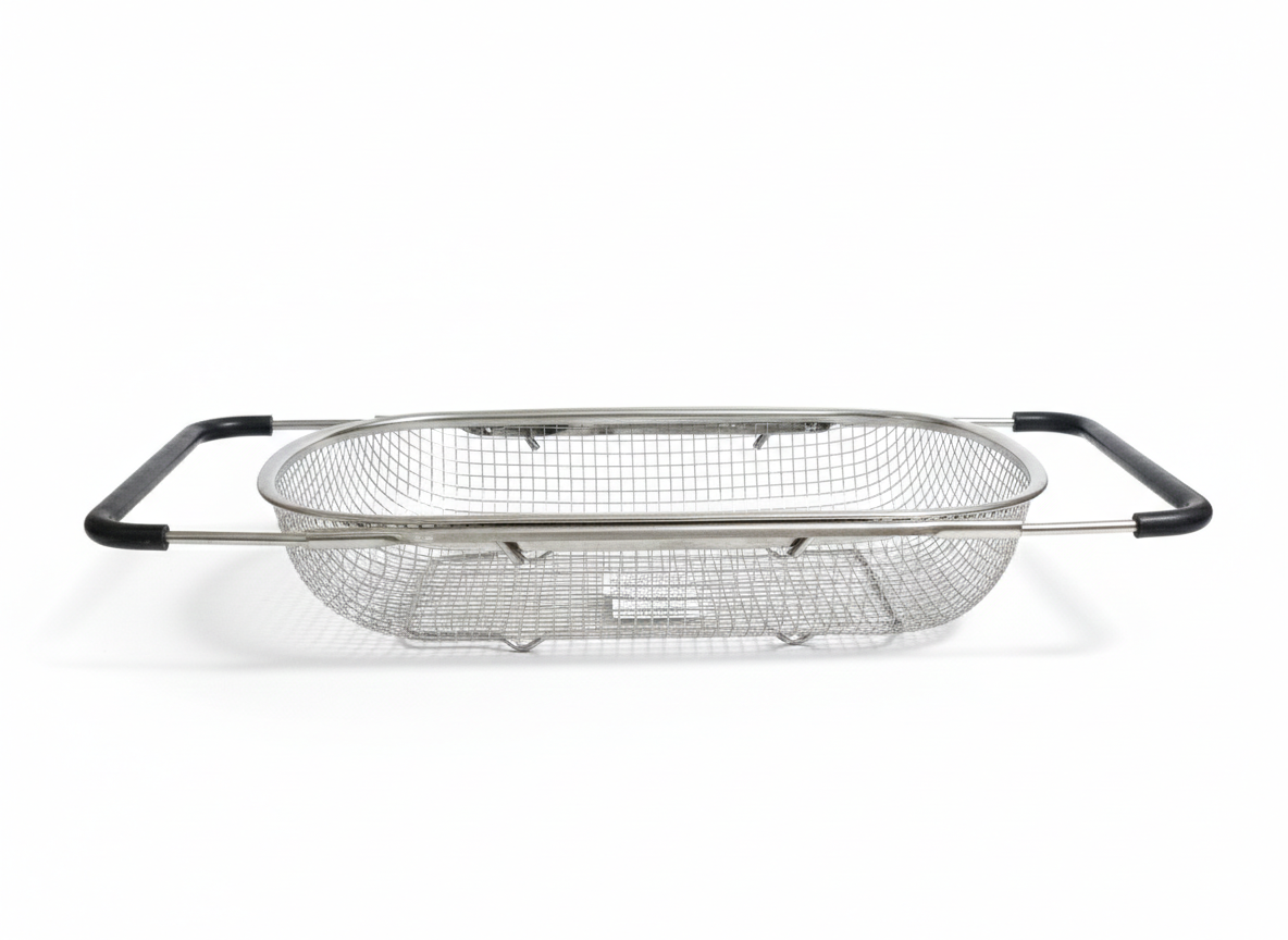 stainless steel over-the-sink kitchen strainer