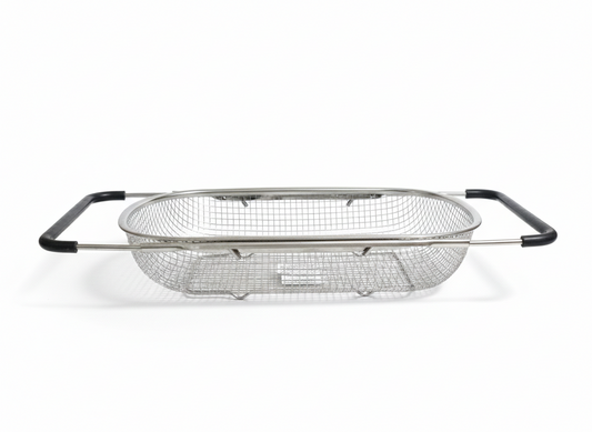 stainless steel over-the-sink kitchen strainer