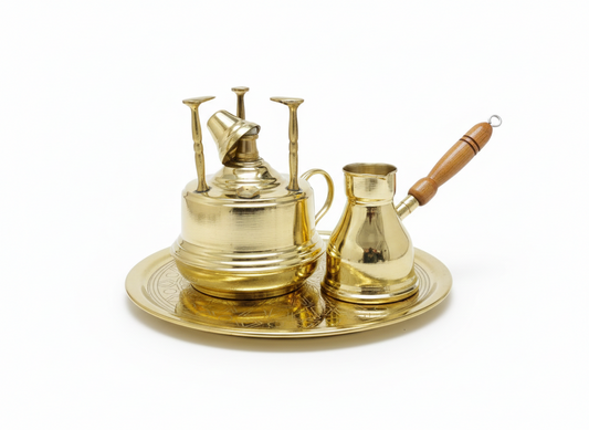 Set of Coffee pot -copper tray and copper coffee burner