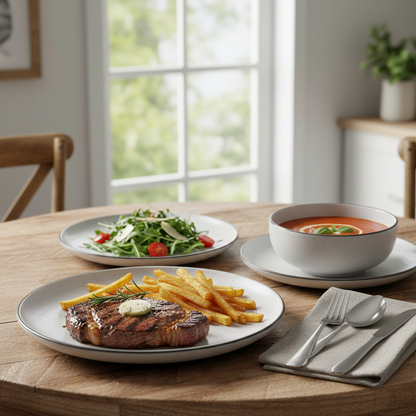 Dinnerware elegant White plate 18-PC