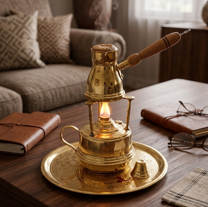 Set of Coffee pot -copper tray and copper coffee burner