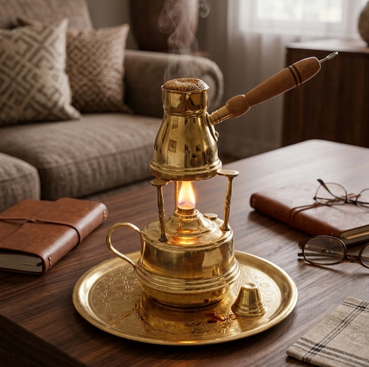 Set of Coffee pot -copper tray and copper coffee burner