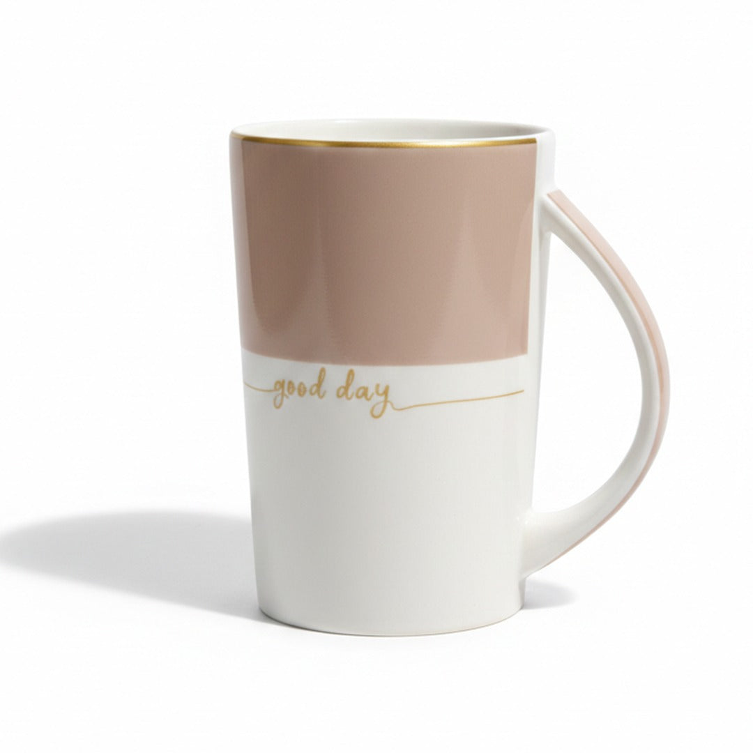 Tall Ceramic-modern Brown/Beige mug