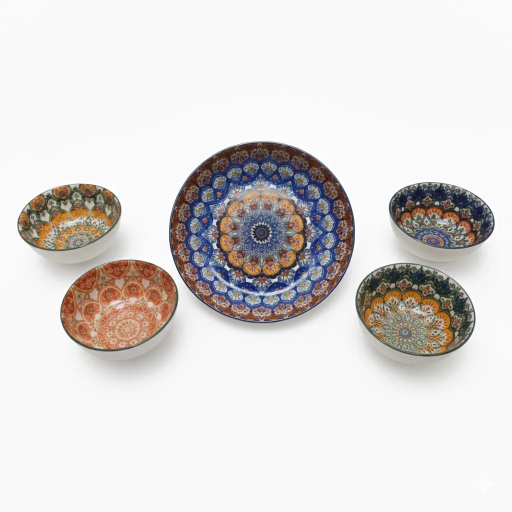 [10.0001.1.0346] 5pcs Set of Andalusian Bowls and a plate  